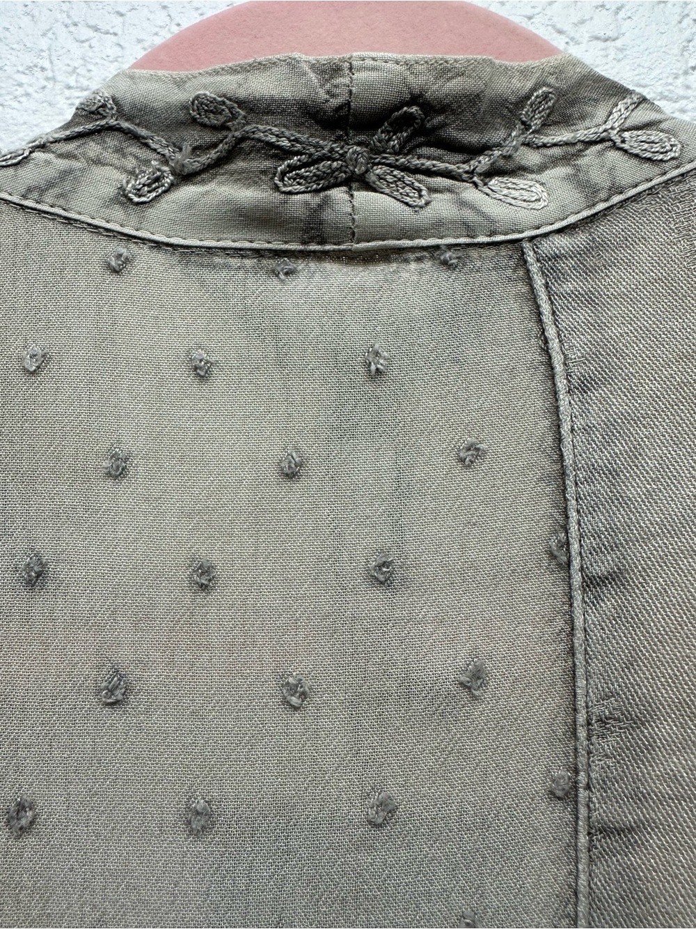 K167 Young Threads Boho Patchwork Shrug/Kimono Flared Sleeves Taupe/Latte’ NWT - Picture 9 of 12
